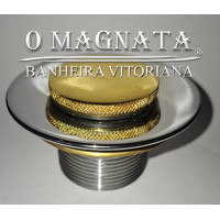 Válvula de Fundo, com tampa de rosca Dourada para Banheira